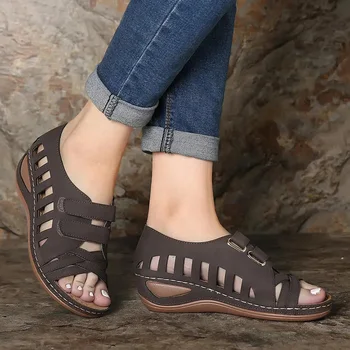 Nouă Femei Sandale gură de Pește Pantofi de damă Cârlig Buclă Wedge Sandale Femei Casual de Cusut Femei Pantofi pentru Femeie Pantofi Încălțăminte