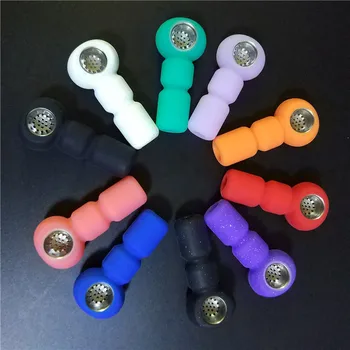 Culoare aleatorii de Silicon Fumat Pipa cu inox Vas Incasabil Mână conducta de Silicon Tutun de pipă, accesorii de fumat