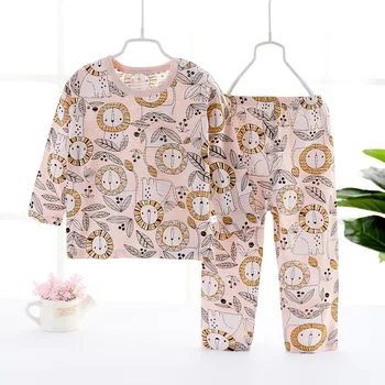 Vara Noi 2021 Copii Băieți Fete Respirabil Pijama Seturi de Desene animate O-Neck Bumbac T-Shirt Topuri cu Pantaloni de Dormit pentru Copii Seturi de Îmbrăcăminte