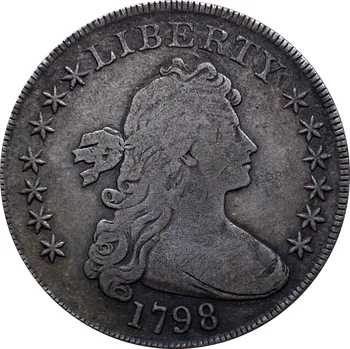 Statele Unite Ale Americii Monedă 1798 Libertate Bust Drapat Un Dolar Vultur Heraldic De Cupru Si Nichel Placat Cu Argint Copia Monede
