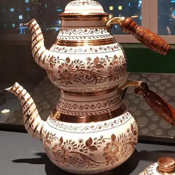 Turcă Cupru Ceainic Ceainic pentru Microunde și Ceai Oale Set - Inox Fluierat pentru Servirea și consumul de Ceai Filtru de Inaugurare