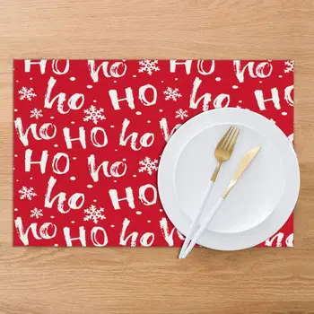 6 Buc Placemat Tabelul Mat Roșu Hohoho Moș Crăciun Râde Pentru Mese de Căldură izolare Lenjerie de Bucătărie, Mese, Tampoane