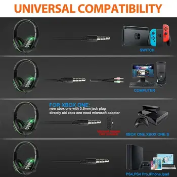 3Types Sunet Stereo pentru Căști Cască Jocuri Pentru PS4 Xbox One PC Telefon Lumina Led-uri de Gaming Cu Microfon Professional Gamer