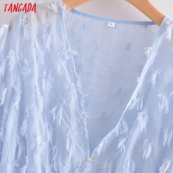 Tangada Femei Vintage Feahter Camasa Maneca Lunga Elegante Femei Casual Tricou Vrac DAN21