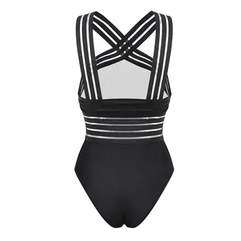 Sexy Negru cu Dungi Set de Bikini femeii Bandaj Push Up, Costume de baie, costume de Baie Plaja Costum de Baie O singură Bucată de costume de Baie Femei 2021 R5