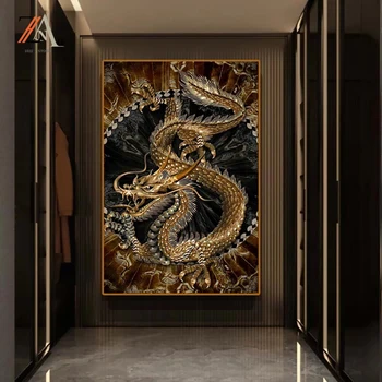 Arta modernă Pictură în Ulei Dragon Chinezesc Imagine HD de Imprimare Postere si Printuri Acasă Decorare Camera de zi Pictura