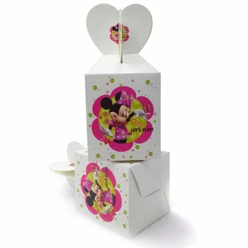 6pcsset Minnie Mouse Hârtie Cutie de bomboane de Desene animate Fericit Ziua de nastere Decoratiuni Petrecere Tematica de Aprovizionare Festival Copii Fata Roz