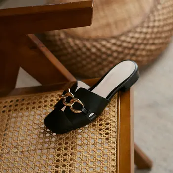 QUTAA 2021 Femei de Moda de Vara Toc Pătrat Sandale Sandale Microfibra Metal Decor Bază de sex Feminin Pantofi Marime Mare 34-43