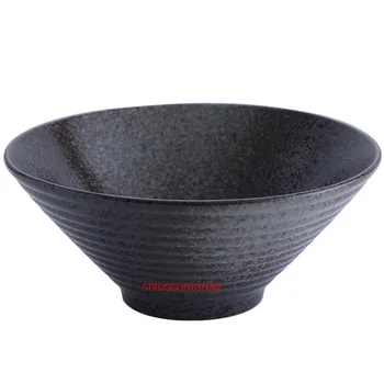 Japoneze Creative Noodle Bowl Set Tacamuri Comerciale Bambus Pălărie Bol De Ceramică De Uz Casnic De Mari Dimensiuni Ramen Taitei De Orez Supa