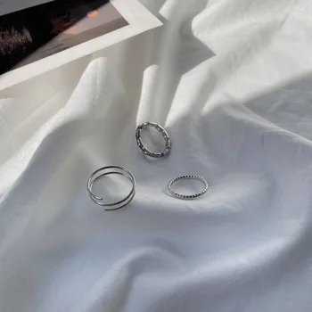 Moda Design Simplu anillos Vintage de Culoare Argintie Comun Inele Seturi pentru Femei Bijuterii de Metal Geometrie Circulară Punk Inele de Petrecere