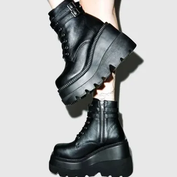De Dimensiuni mari 35-43 de Brand Nou pentru Femei Pene Tocuri inalte Cizme 2021 Moda Zip Mare Platforma Glezna Cizme Femei Partid Goth Pantofi de Femeie