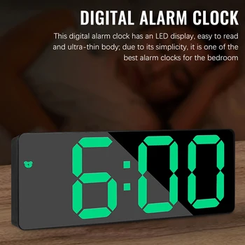 Ceas Digital de Alarmă Oglindă Ceas cu LED-uri Lumini de Noapte Digital Alarma Snooze Timp de Afișare Masă, Ceas de birou Lampa Decor Acasă