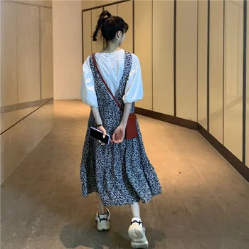 Rochii Femei rochie fără Mâneci Sayas Largas De Mujer Simplu fara Spate Ulzzang Hipster Floral de Primăvară Harajuku Toate-meci Haine de Sărbătoare