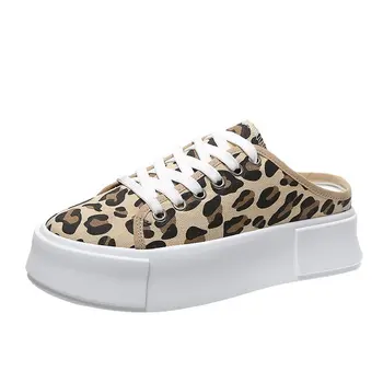 Vară Stil Nou, Papuci De Moda, Pantofi Fara Toc, Pantofi De Panza Doamnelor Leopard Moda Adidași, Adidași De Moda Fara Spate