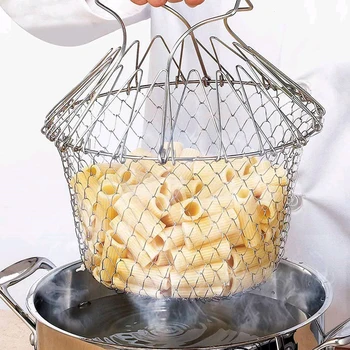 12-În-1 Cartofi Prajiti Coș Portabil Din Oțel Inoxidabil Coș De Prăjire Filtru Friteuza Bucătărie Bucătar-Șef De Gătit Coș De Instrumente De Bucatarie