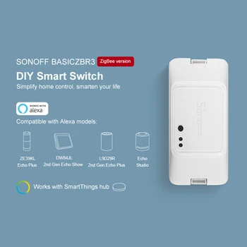 Sonoff BASICZBR3 ZigBee DIY Switch Module Smart Home APP Wireless Remote Control Vocal Lucra Cu Amazon Alexa SmartThings Hub