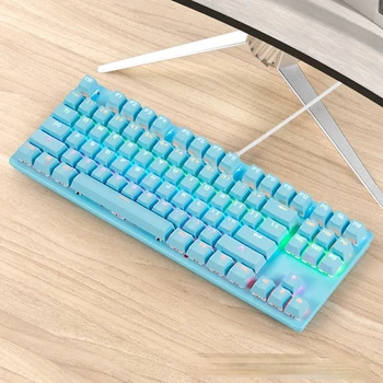 Jocuri Tastatură Mecanică de Joc Anti-ghosting RGB se Amestecă cu iluminare din spate Albastru Comutator 87key teclado mecanico Pentru Joc PC Laptop