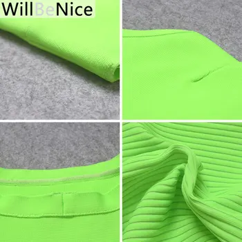 WillBeNice 2019 New Sosire Verde Lime Dungi Verticale Sexy Midi Bandaj Bandaj 2 Bucati Set Bodycon Eleganta Vestido