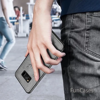 De lux Relief Cerb Pânză Tesatura Cazuri de Telefon Pentru Samsung Nota 9 8 S8 S9 Plus S7 Edge 8S Caz Capacul din Spate Silicon Tpu Moale Coque