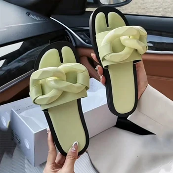 2021 Vara Noi de Moda pentru Femei Papuci de Lux Lanț de Metal Decorate Plat Muller Sandale de sex Feminin în aer liber, Tobogan de Plaja, Flip-Flops