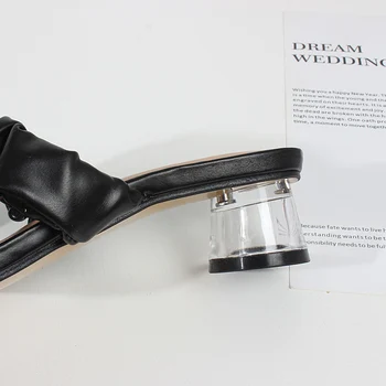 Doamnelor sandale de vară 2021 noi cutat material deget de la picior deschis mid-sandale cu toc, moale și confortabil pantofi de sex feminin, 4.5 cm