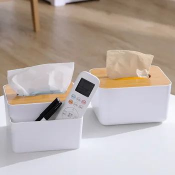 Multi-funcțional mic prosop de hârtie cutie cu capac din lemn de creatie cutie de hârtie de uz casnic living plastic simplu de control de la distanță