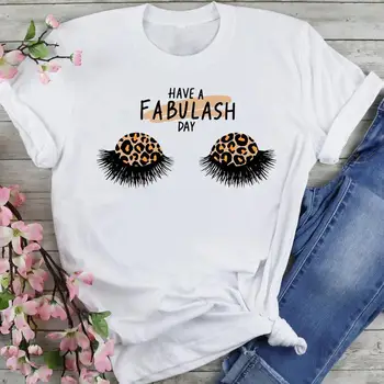 Femeile Grafic de Imprimare 90 Geană Face de Desene animate de Vară de Moda Haine de sex Feminin Print cu Maneci Scurte Topuri Tricouri Tricou T-Shirt