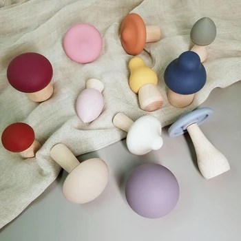 TYRY.HU 12pc Ciuperci Blocuri de Silicon Teether Moale Jenga Bloc 3D Stivuire Jucării Pentru Sugari BPA Gratuit Montessory