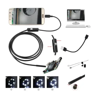 5.5 mm 7mm Endoscop Camera 1M/1,5 M/2M/3,5 M/5M Flexibile hidroizolante IP67 Inspecție Borescope Camera pentru Android 6 Led-uri Reglabile