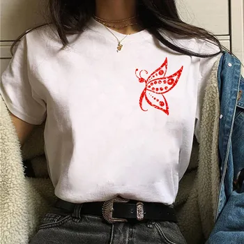 Fluturi Acuarelă Print T shirt Femei Casual T Tee pentru Femei Tricou Tricou Femei Haine de Top Graphic T-shirt