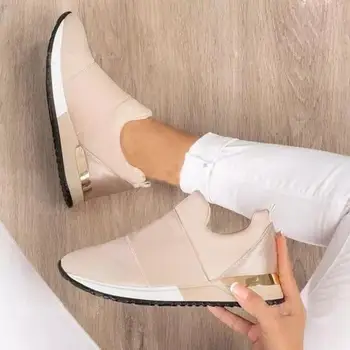 Adidasi Pantofi pentru Femei de Vară 2021 Adidași Respirabil Alunecare Pe Pantofi Sport Elastic Culoare Solidă Doamnelor Pantofi Vulcanizat
