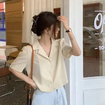 Tricouri Femei Vara All-meci Largi Crestate la Modă Versatil Streetwear Haine de sex Feminin coreeană Stil Slim Simplu Confortabil Noua