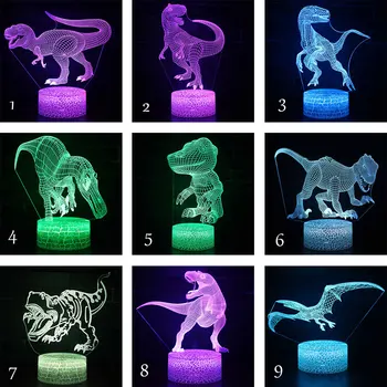 3D LED Lumina de Noapte Dinozaur serie 7/16 Culoare Telecomanda Touch Control Somn Copil Lampă de Masă Decor Acasă Copii Xmas Cadou de Anul Nou D30