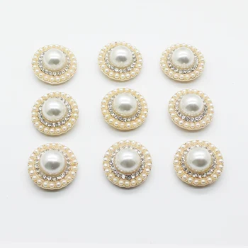 Noi 10Pc 20mm metal rotund stras pearl cutie de cadou catarama decorativa Diy accesorii de îmbrăcăminte de aur spate plat bază handmade