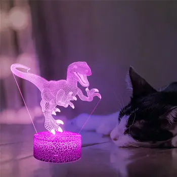 Dinozaur 3D Iluzie lampa LED Lumina de Noapte 16 Tabel de Culori Lampa de Birou USB Decor Touch de la Distanță Copiii de Vacanță Petrecere de Craciun Cadou Jucărie