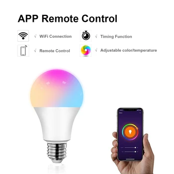 Inteligent Bec Tuya 12W 15W WiFi, E27 RGB LED Lampă Estompat cu Smart APP de Viață, Control Vocal pentru Start Google, Alexa
