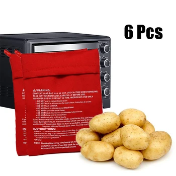 6Pcs Roșu Reutilizabile cuptor cu Microunde Sac de Cartofi de Copt Aragaz Lavabil Orez Buzunar Cuptor Ușor de Gătit Rapid Instrumente de Bucătărie Gadget-uri Noi