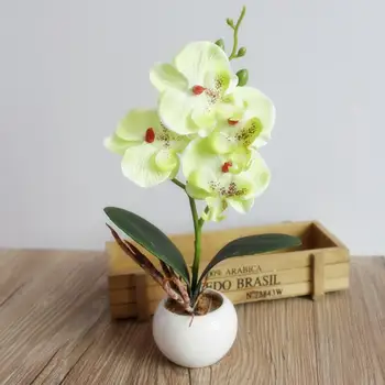 Flori artificiale Bonsai, Orhidee, Bonsai Artificial Colorat Fluture Orhidee Ghiveci de Flori pentru Birou