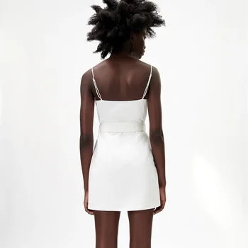 2021 ZA Vara femei sexy backless suspensor fusta neregulate fusta curea rochie albă RA 4661115 4661/115