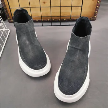 2019 Barbati Pantofi Cald Iarna Cortex Om Vintage Lace-Up Plat Noua Moda Casual Mare Sus pantofi casual Pentru bărbați buty meskie X11-15