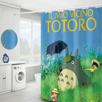 Noi Totoro Vecinul Meu Cat Anime Perdele de Dus Impermeabil Perdea de Baie din Poliester 3D Fete Baieti Desene animate Curtains180x180cm
