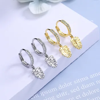 Argint 925 Cristal Leaf Farmecul coreean Picătură Cercel Pentru Femei Nunta Bijuterii Statement eh955