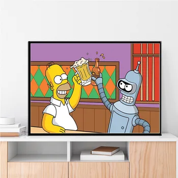 Simpson Desene animate Postere si Printuri, canvas tablouri de arta de Perete de Arta Imagine pentru Camera de zi Dormitor Studiu Decor Acasă cuadros