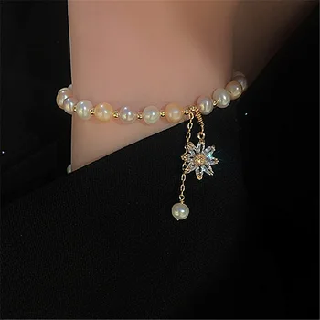 Dulce Bijuterii de Culoare Elegant Pearl Brățară de Design Popular de Înaltă Calitate AAA Zircon Brățară de Flori Pentru Fata Accesorii Fine