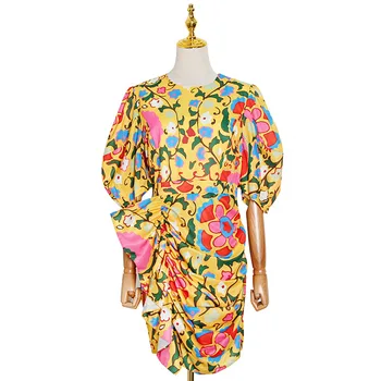 Nume mari vara doamnelor de imprimare 3D elegant rochie plisată 2020New doamnelor maneci scurte neregulate de moda rochie de petrecere Bing XL