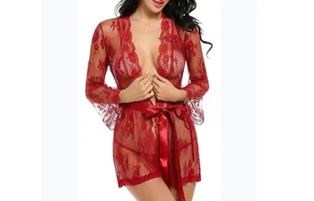 Femei Sexy Transparent Halat, Halate de baie Doamnelor Vedea prin Plasă de Dantelă Pijamale, îmbrăcăminte de noapte cămăși de noapte Sleepdress Exotice Îmbrăcăminte