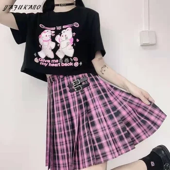 Y2k Tricou Femei 2021 Goth Iepure Print Grafic T Shirt Vara E Fată Punk Alt Haine Estetice Trunchiate De Sus Mujer