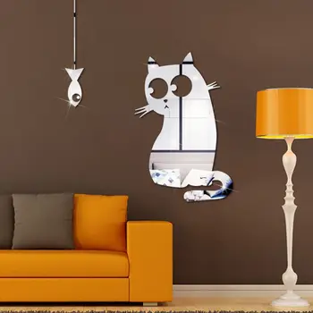Acril Oglindă de Perete Autocolante de Desene animate Pisica Decor de Perete Art Decor Detașabil Acasă DIY Decorare Camera de zi de Grădiniță Murală Decal