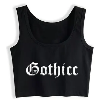 Crop Top Pentru Femei Gothicc Thicc Goth Estetice Pentru O Grosime De Femei Harajuku Tank Top Femei Casual Femei Haine