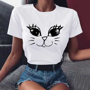 Moda Cat de Imprimare T-Shirt, O-Neck Tunic Tee Casual pentru Femei tricou Doamnelor Topuri de Vara Femei Maneci Scurte Blusas frete gratis